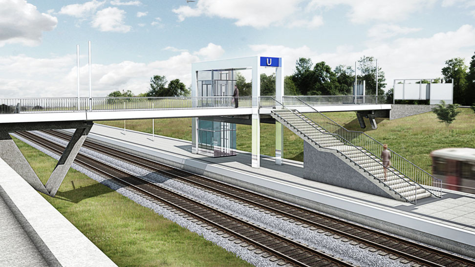 Visualisierung Umbau Station Berne zur barrierefreien Station der Hamburger Hochbahn HHA - Architekt AC Hamburg, Agather