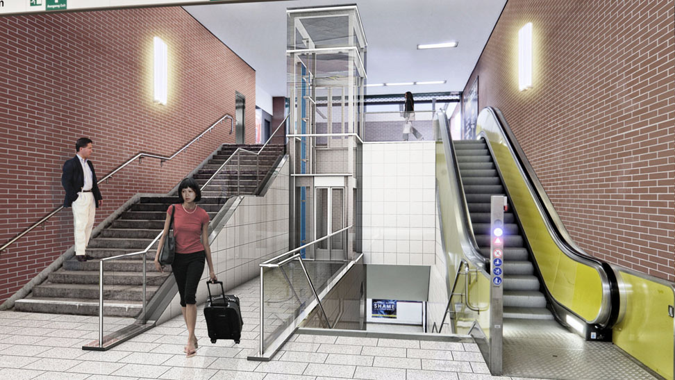 Visualisierung Umbau zur barrierefreien Station der Hamburger Hochbahn HHA - Architekt AC Hamburg, Agather